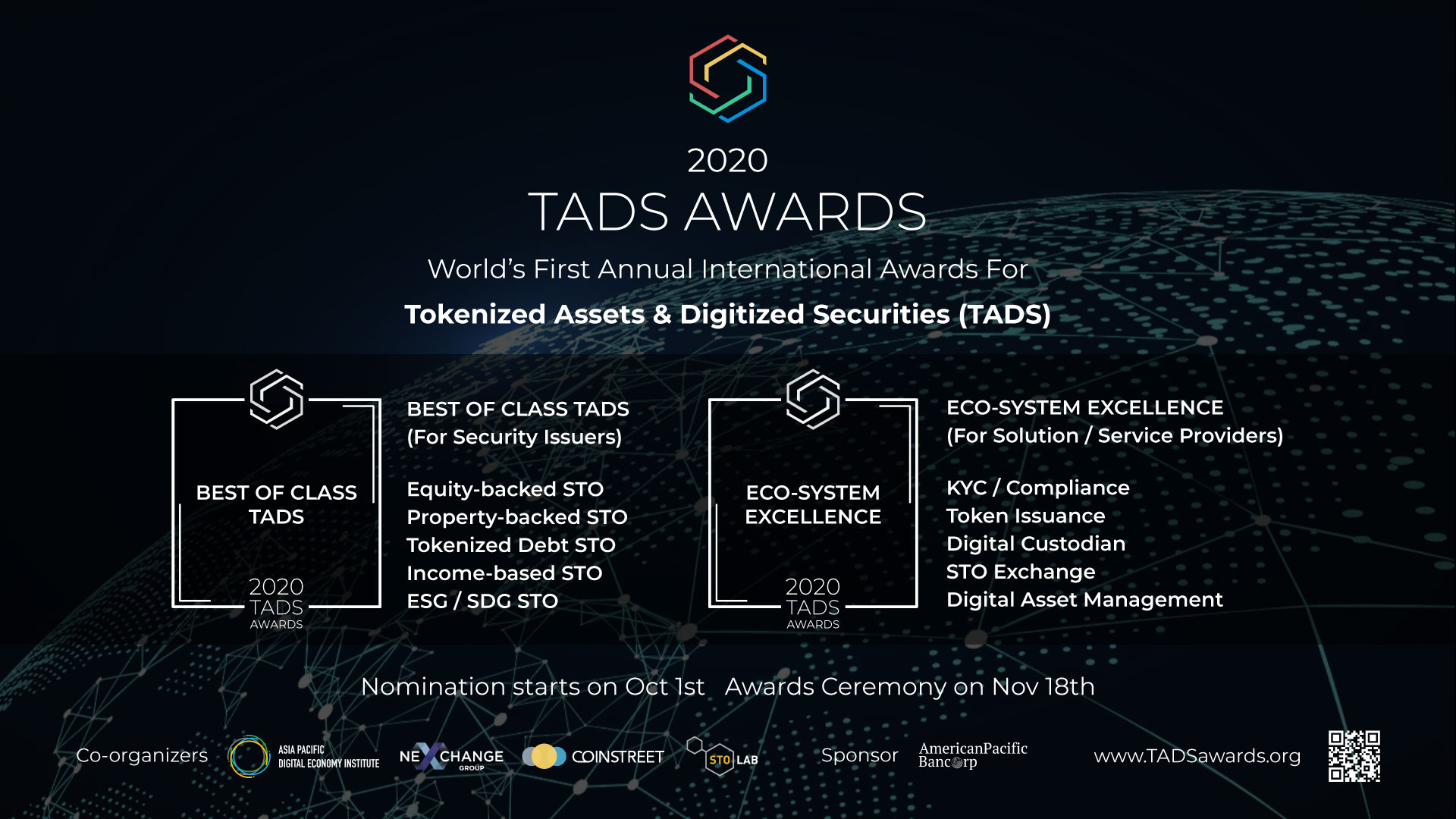 Article about TADS Awards The Worlds First Annual International Awards for Tokenized Assets & Digitized Securities Launched in Hong Kong 