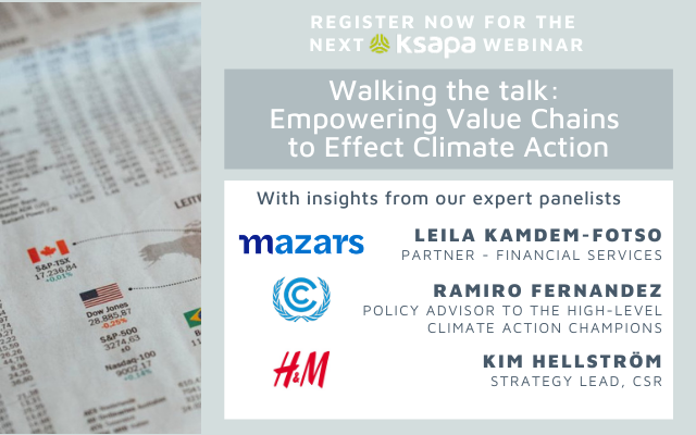 Webinar: Walking the talk - Empowering Value Chains to Effect Climate Action organized by Ksapa