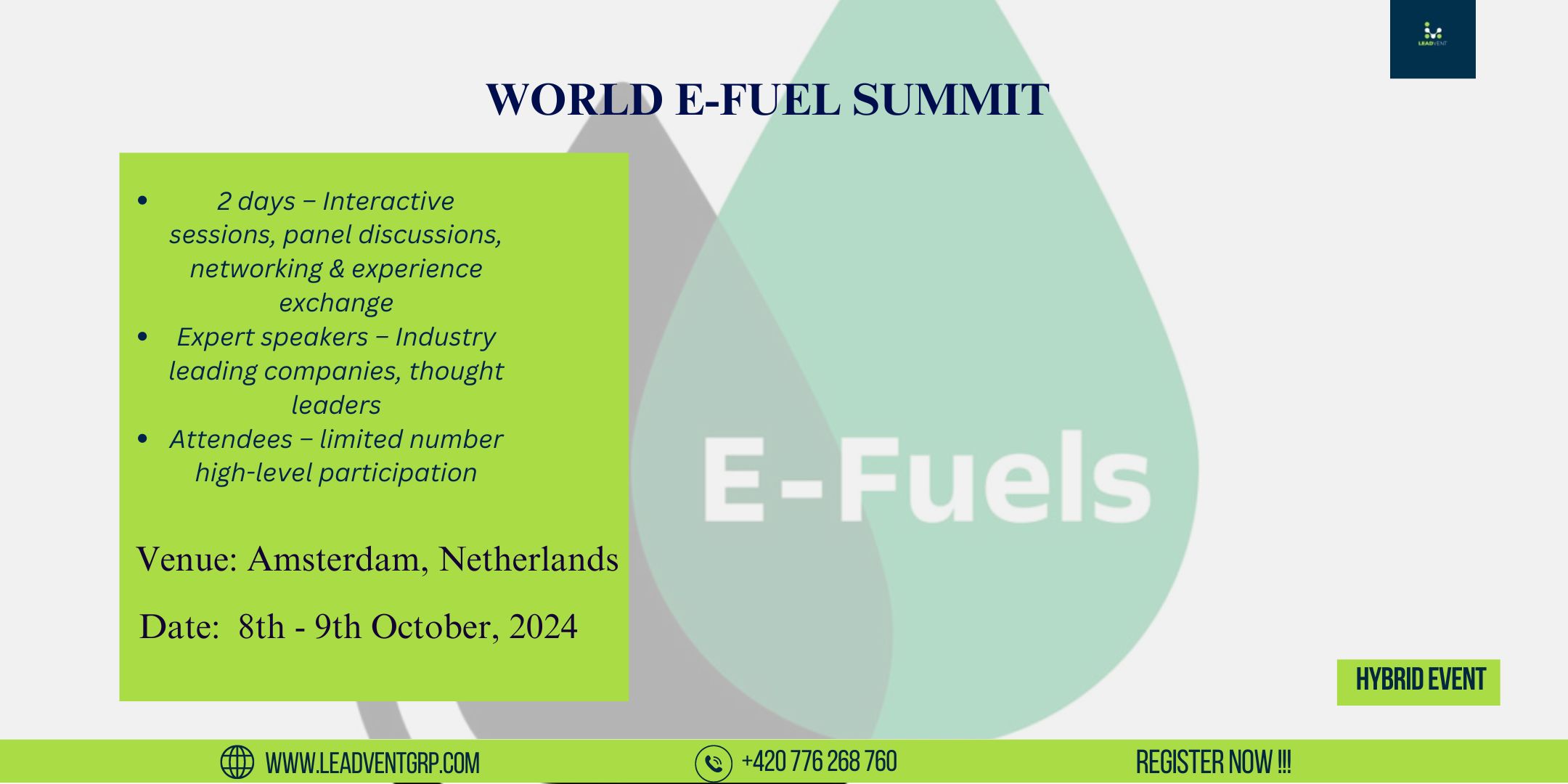 World E-Fuel Summit organized by Leadvent Group